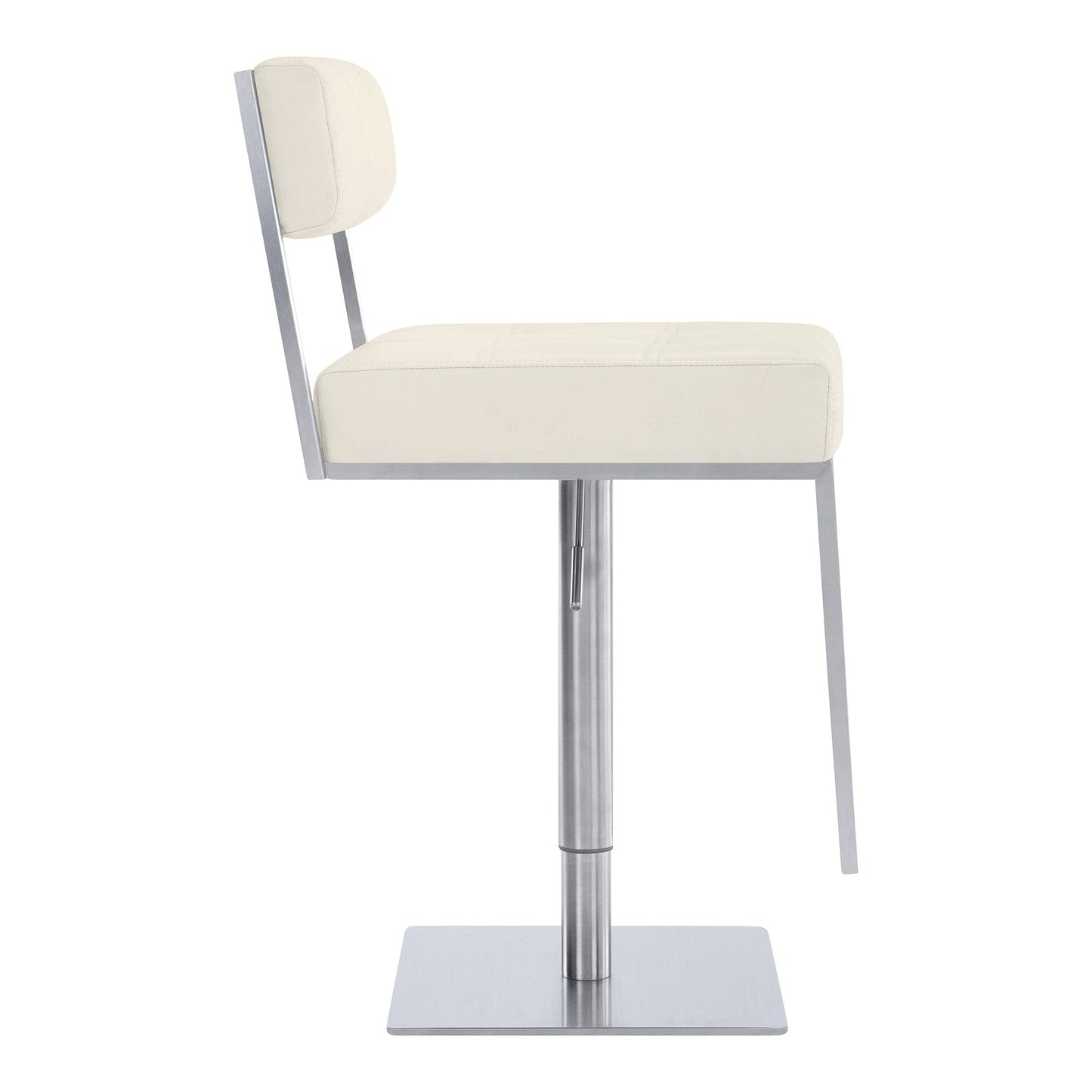 44" White Faux Leather And Iron Swivel Adjustable Height Bar Chair