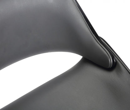 38" Gray Faux Leather And Iron Swivel Counter Height Bar Chair