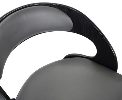 37" Gray Faux Leather And Iron Swivel Counter Height Bar Chair