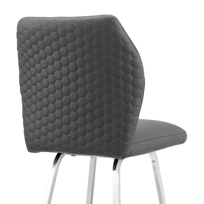 38" Gray Faux Leather And Iron Counter Height Bar Chair