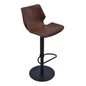 43" Vintage Coffee Faux Leather And Iron Swivel Adjustable Height Bar Chair