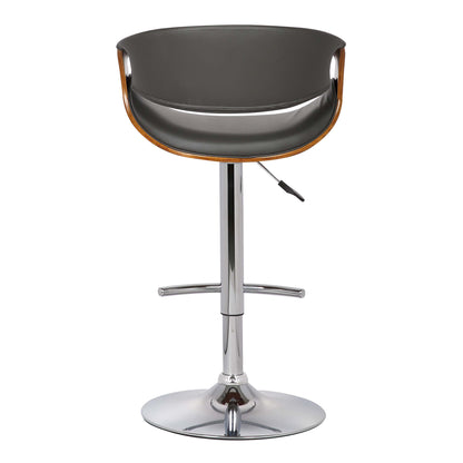 Mod Adjustable Grey Faux Leather Swivel Bar Stool