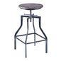 Adjustable Industrial Pine Wood Swivel Bar Stool