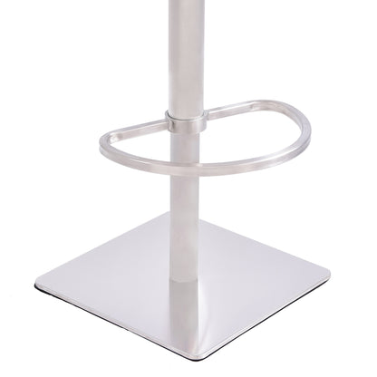 Adjustable Grey Fabric Walnut and Stainless Swivel Bar Stool