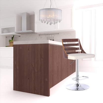 43" Cream Faux Leather And Iron Adjustable Height Bar Chair