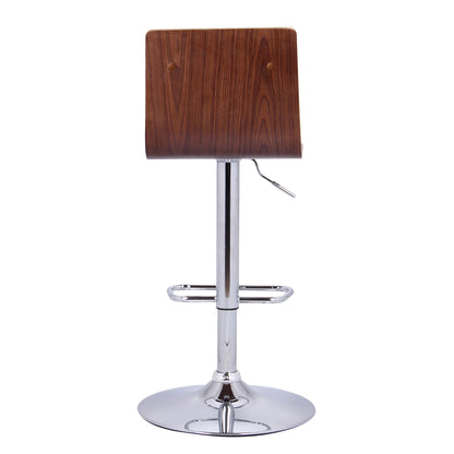 Cream Faux Leather Walnut and Chrome Adjustable Swivel Bar Stool