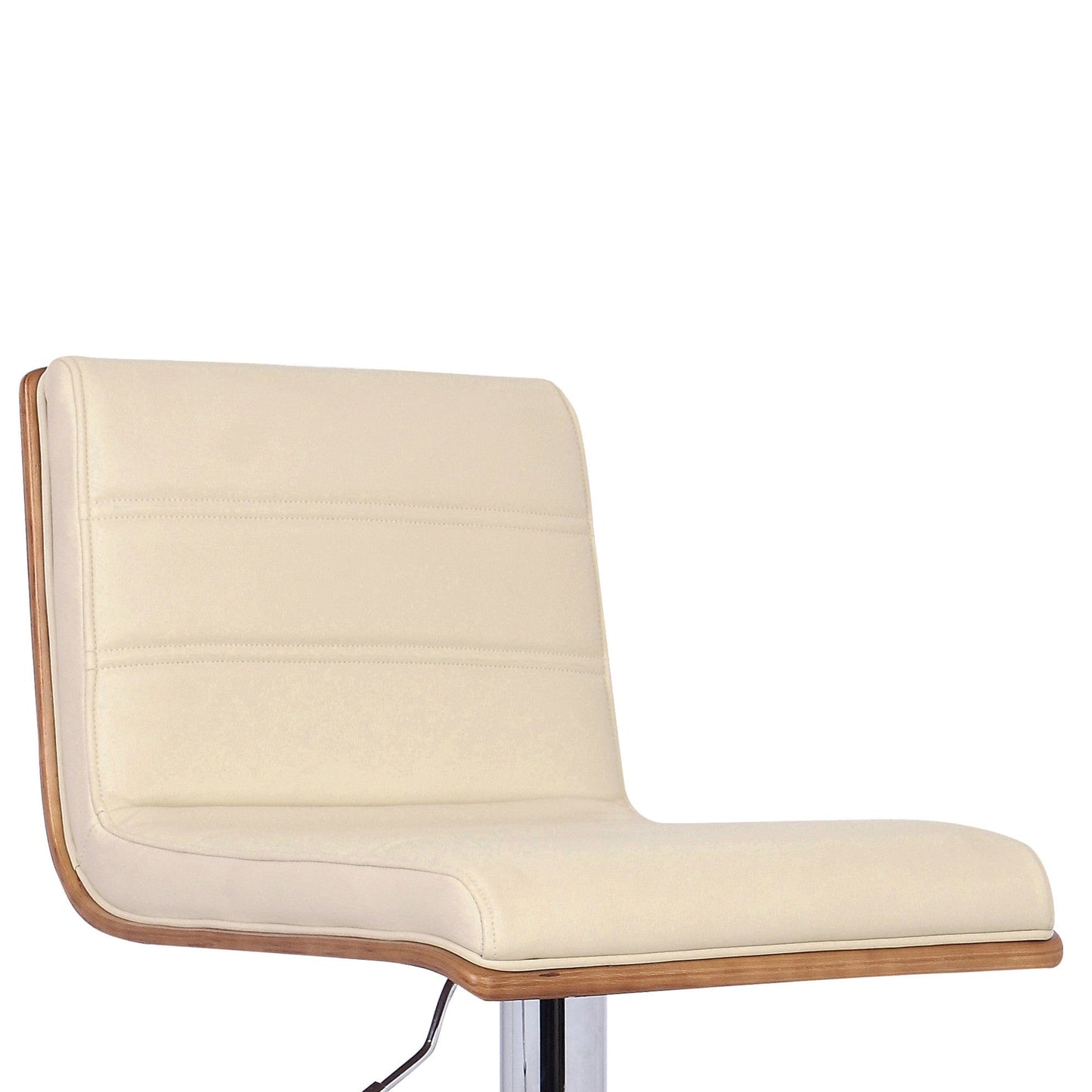 Cream Faux Leather Walnut and Chrome Adjustable Swivel Bar Stool