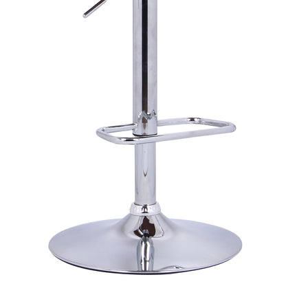 Cream Faux Leather Walnut and Chrome Adjustable Swivel Bar Stool