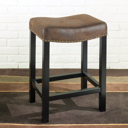 26" Brown Upholstered Backless Bar Stool