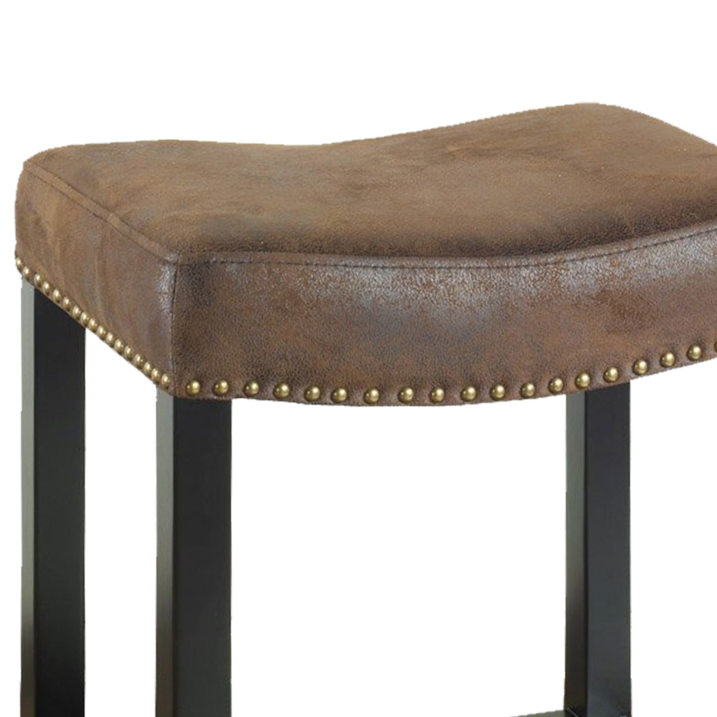 26" Brown Upholstered Backless Bar Stool