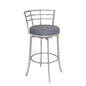 39" Gray Faux Leather And Iron Swivel Low Back Bar Height Chair
