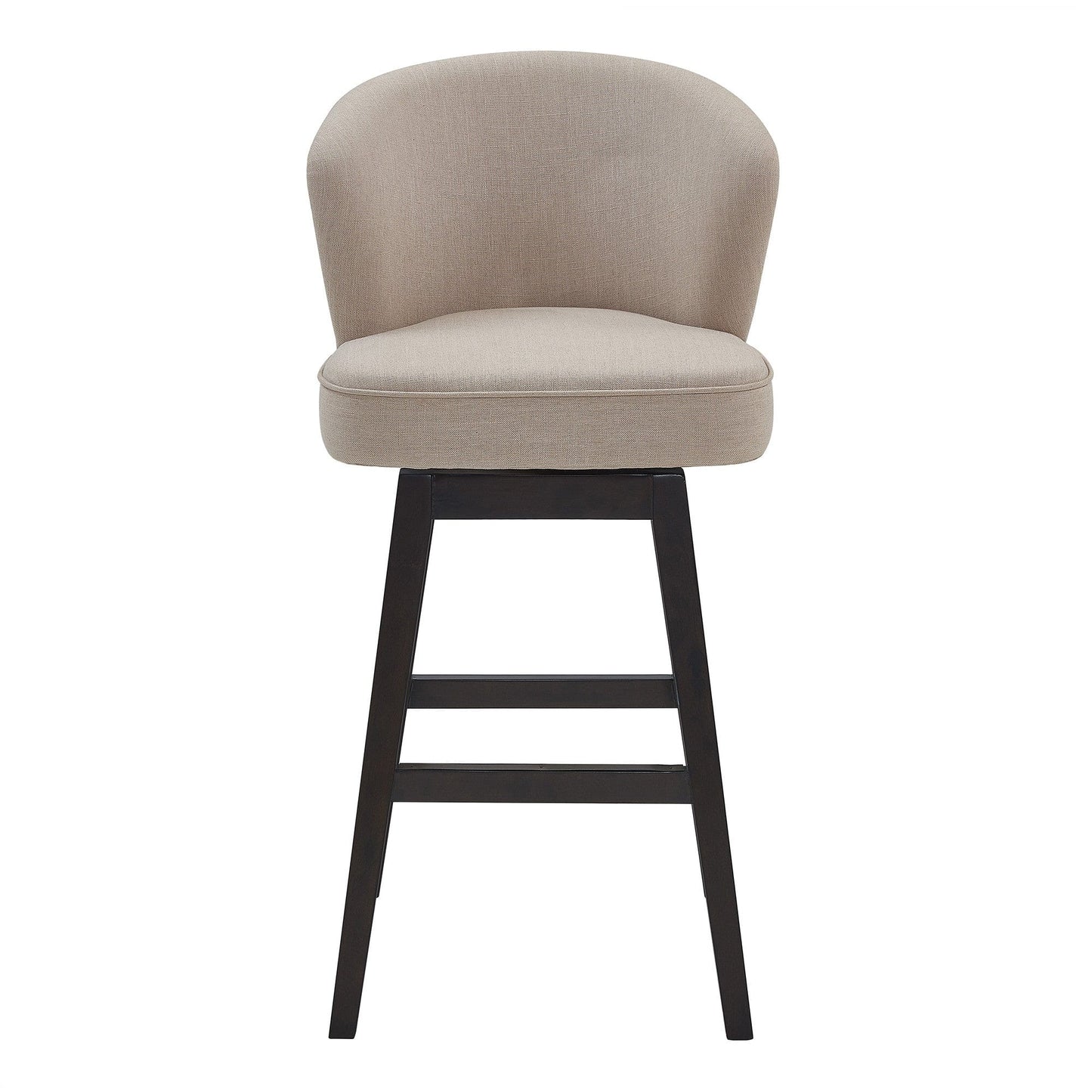 30" Tan Espresso Wood Fabric Swivel Bar Stool