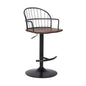 Walnut Wood and Metal Adjustable Curve Back Bar Stool
