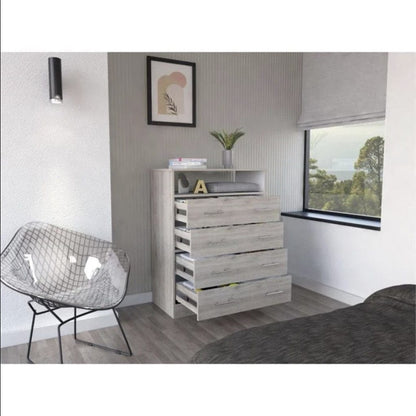 33" Light Grey Manufactured Wood Four Drawer Standard Dresser
