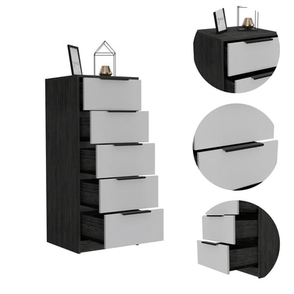 18" White Manufactured Wood Five Drawer Standard Chest