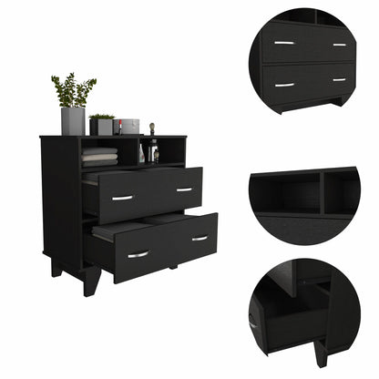32" Black Manufactured Wood Two Drawer Standard Dresser