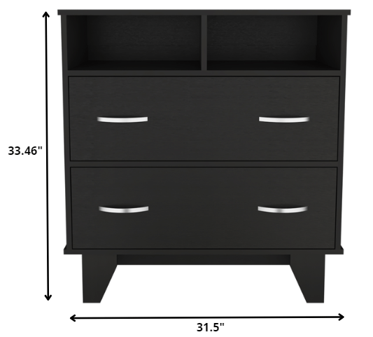 32" Black Manufactured Wood Two Drawer Standard Dresser
