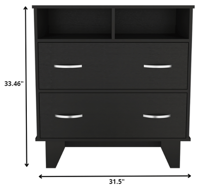 32" Black Manufactured Wood Two Drawer Standard Dresser