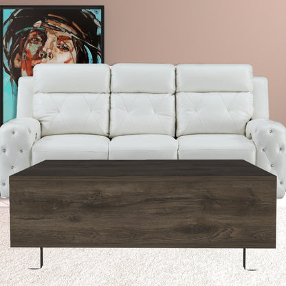 32" Dark Brown Manufactured Wood Rectangular Lift Top Coffee Table With Drawer And Shelf