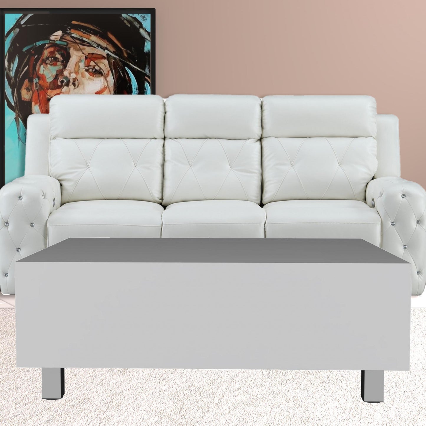 32" White Manufactured Wood Rectangular Lift Top Coffee Table With Drawer And Shelf