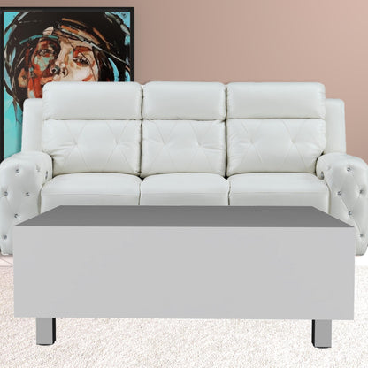 32" White Manufactured Wood Rectangular Lift Top Coffee Table With Drawer And Shelf