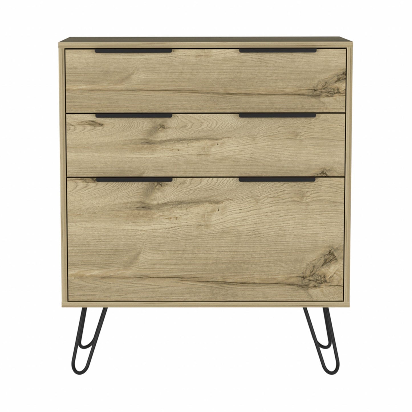 30" Light Oak Manufactured Wood Three Drawer Standard Dresser