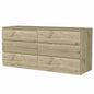 60" Light Oak And White Manufactured Wood Six Drawer Double Dresser