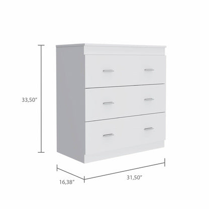 32" White Manufactured Wood Six Drawer Standard Dresser