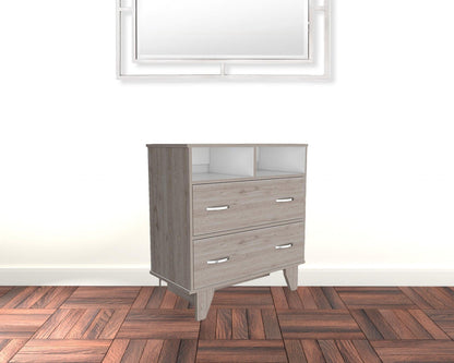 32" Light Grey Manufactured Wood Two Drawer Standard Dresser