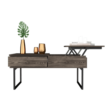 40" Dark Walnut Manufactured Wood Rectangular Lift Top Coffee Table With Drawer