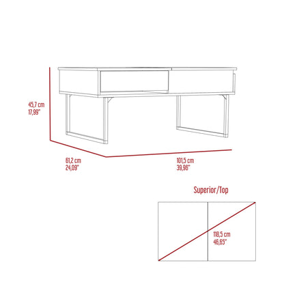 40" Dark Walnut Manufactured Wood Rectangular Lift Top Coffee Table With Drawer