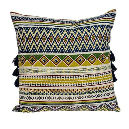Multicolor Square Zippered 100% Cotton Throw Pillow
