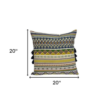 Multicolor Square Zippered 100% Cotton Throw Pillow