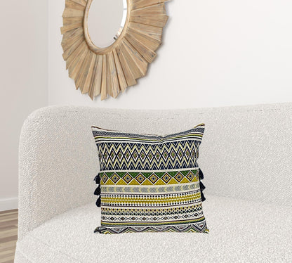 Multicolor Square Zippered 100% Cotton Throw Pillow