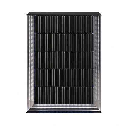 36" Black Solid Wood Mirrored Five Drawer Standard Chest