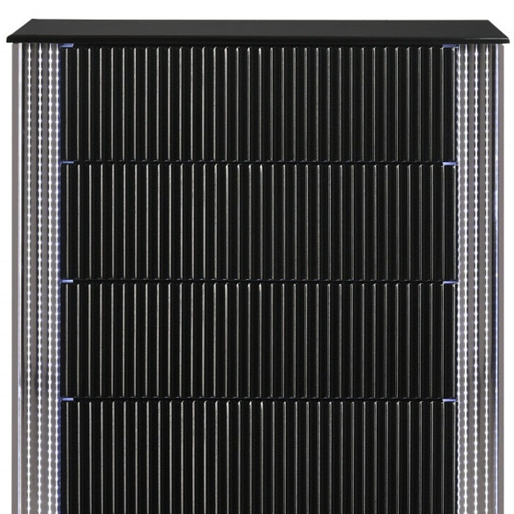 36" Black Solid Wood Mirrored Five Drawer Standard Chest