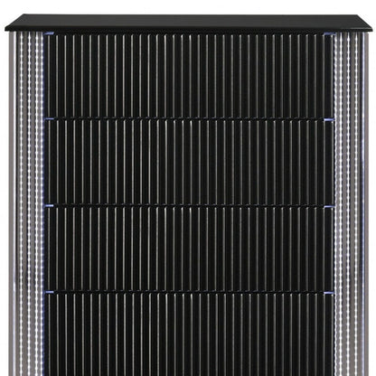 36" Black Solid Wood Mirrored Five Drawer Standard Chest