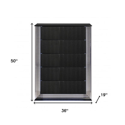 36" Black Solid Wood Mirrored Five Drawer Standard Chest