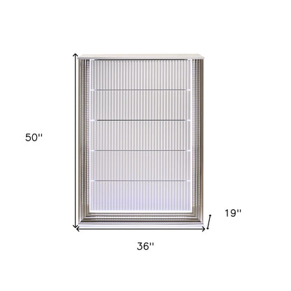36" White Solid Wood Mirrored Five Drawer Standard Chest