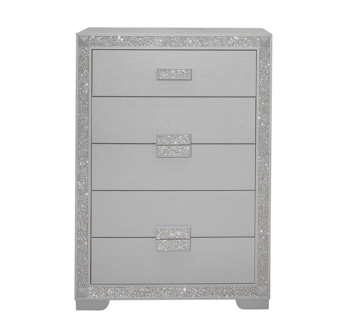 34" Silver Solid Wood Five Drawer Standard Chest