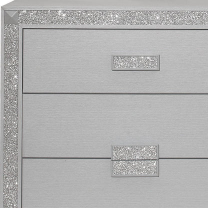 34" Silver Solid Wood Five Drawer Standard Chest