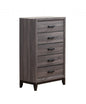 31" Faux Marble Grey Solid Wood Five Drawer Standard Chest