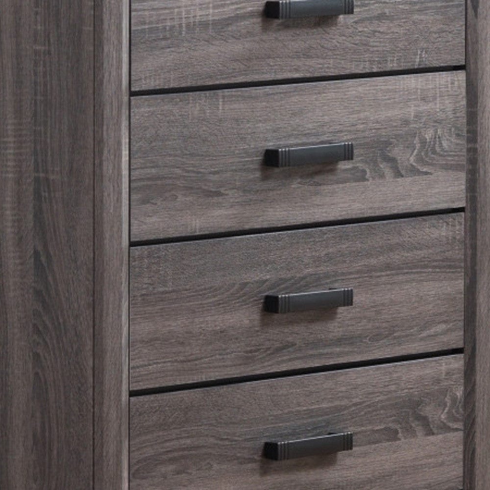 31" Faux Marble Grey Solid Wood Five Drawer Standard Chest