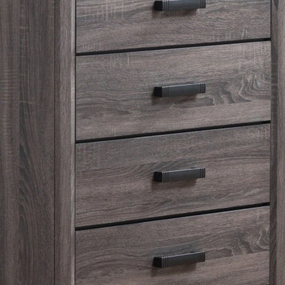 31" Faux Marble Grey Solid Wood Five Drawer Standard Chest