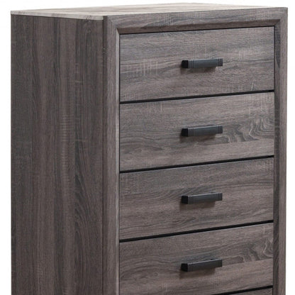 31" Faux Marble Grey Solid Wood Five Drawer Standard Chest