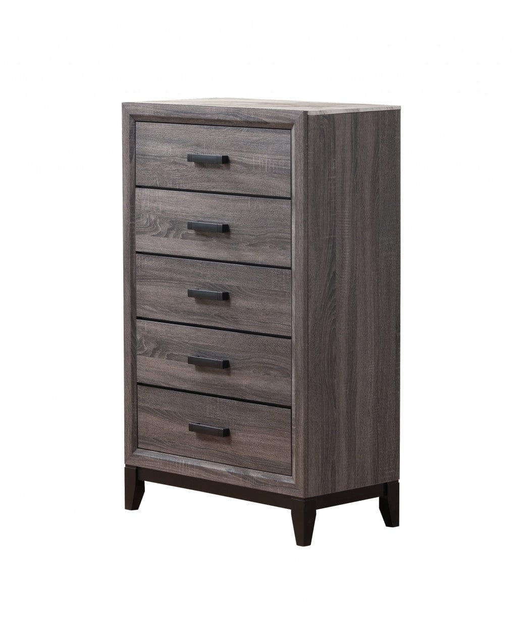 31" Faux Marble Grey Solid Wood Five Drawer Standard Chest