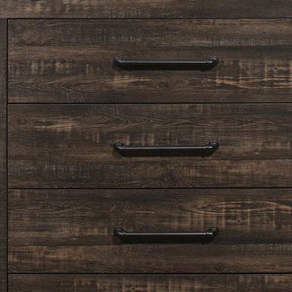 35" Rustic Dark Oak Solid Wood Five Drawer Standard Chest