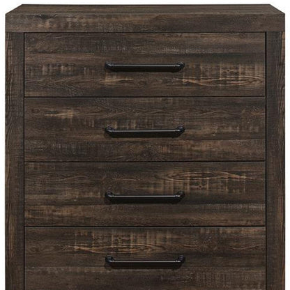 35" Rustic Dark Oak Solid Wood Five Drawer Standard Chest