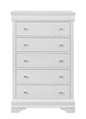 31" Metallic White Solid Wood Five Drawer Standard Chest