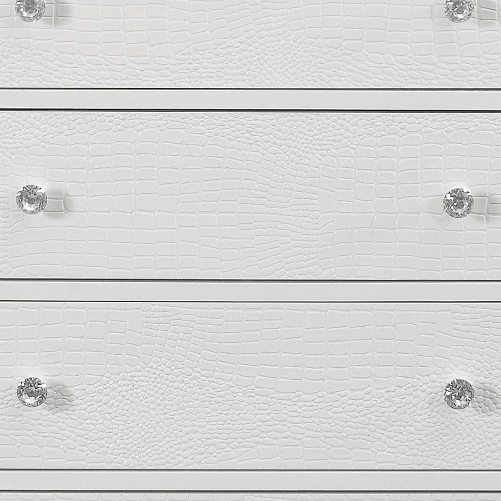 31" Metallic White Solid Wood Five Drawer Standard Chest